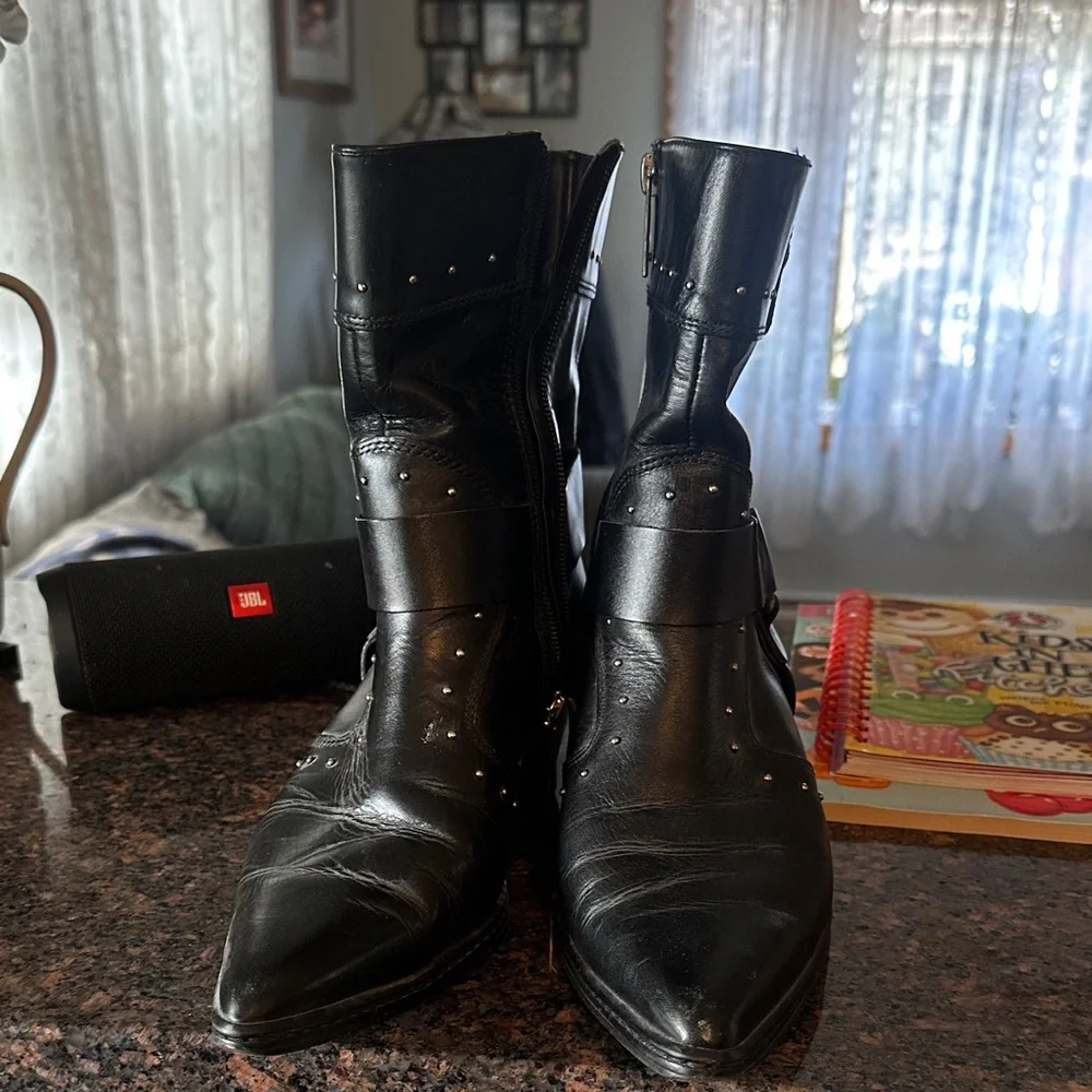 Harley-Davidson Black Leather Heeled Boots - Picture 2 of 4